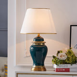 Lámpara de cerámica blanca para dormitorio, mesita de noche, sala de estar