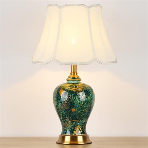 Lámpara floral vintage de cerámica