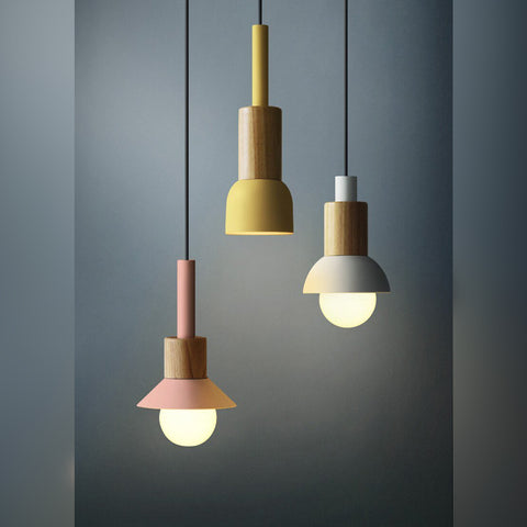Modern Pendant Lamp in Scandinavian Style Wood E27