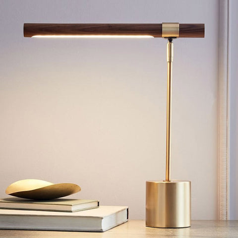 Accent Lamp, LED Table Lamp in Wood and Brass - HENOCH