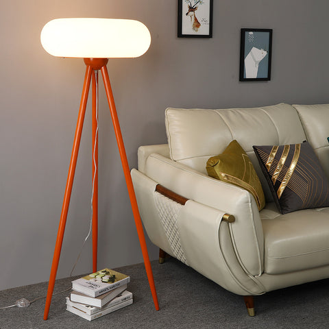 Lámpara de pie de diseño con trípode, lámpara de salón redonda - AVEDO