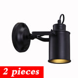 Applique-Murale-360-degrés-LED-E27-en-Fer-Style-Vintage-2-pièces-coloris-noir